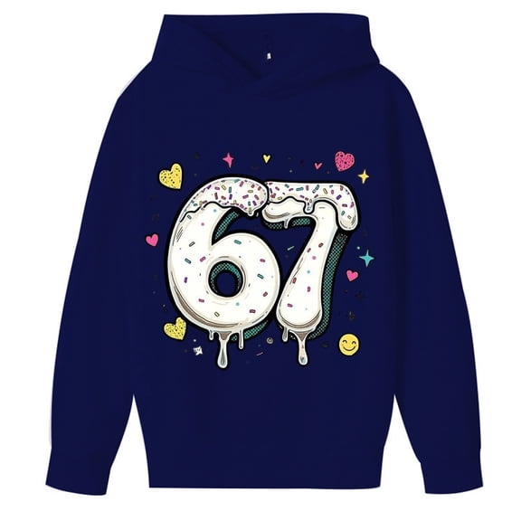 CAIXIA Cute Hoodies Y2k Ice Cream Boys Sweatshirts Long Sleeve Jumper 6, 7 Sports Graphic Pullover Fall Clothes for Teen Boy,Navy