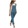 thumbnail image 1 of CAIXIA Denim Overalls for Women Bib Pants Petite Jean Jumpsuit Slim Fit Wide Leg Casual Jeans with Pockets 2025 Fashion,Blue, 1 of 5
