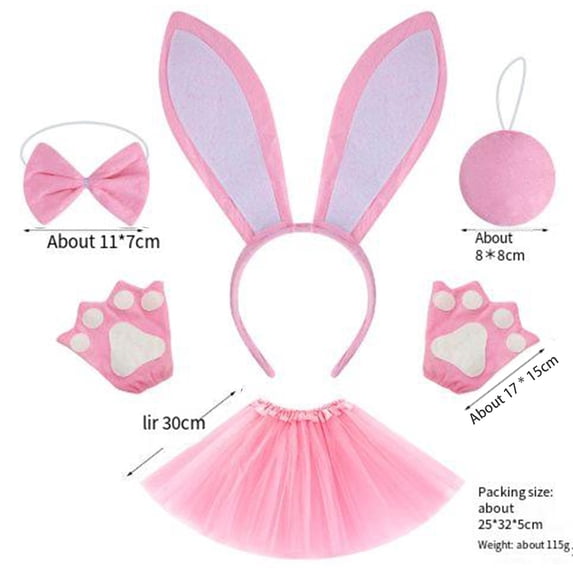 CAIXIA Easter Bunny Ears Accessories Easter Dresses For Girls Bunny Ears Headband And Tail Set Rabbit Nose Bow Tie