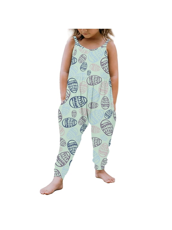 Easter Bunny Toddler Girls Kids Jumpsuit One Piece Playsuit Strap Romper Summer Outfits Clothes