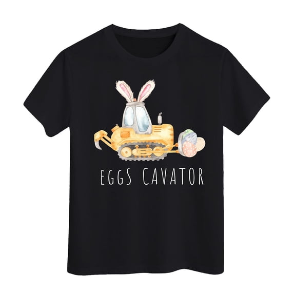 CAIXIA Easter Shirts Girls T Shirts 5t Cute Bunny Shirt for Toddler Super Soft Crew Neck Short Sleeve Tshirts Girl Tops 5t Basic Tee Baby Boy Summer Clothes 3-4 Years