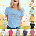 thumbnail image 1 of CAIXIA Easter Shirts for Women Women T Shirts Graphic Cute Bunny Tee Crew Neck Easter Gifts Holiday Short Sleeve Tshirts Tops, 1 of 6