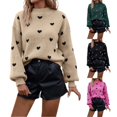 thumbnail image 1 of CAIXIA Fall Sweaters For Women Heart Print Crewneck Long Sleeve Pullover Tops Soft Basic Clothes Loose Shirts Fashion Work Outfits Fall Winter Clothes,Black, 1 of 5