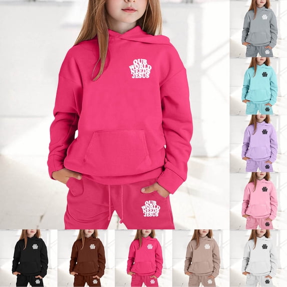 CAIXIA Fall Winter Girls Clothes Fall Outfits Girls Sweatshirts and Sweatpants Joggers Set 2 Piece Graphic Lover Trendy Athletic Girls Sweatsuit Set Outfits
