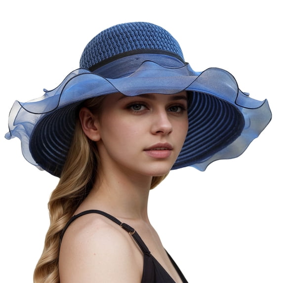 CAIXIA Fascinator Hat Women Flower Mesh Feathers Elegant Tea Party Church Hats Wide Brim Fascinator Hat Flower Bridal Shower Hat