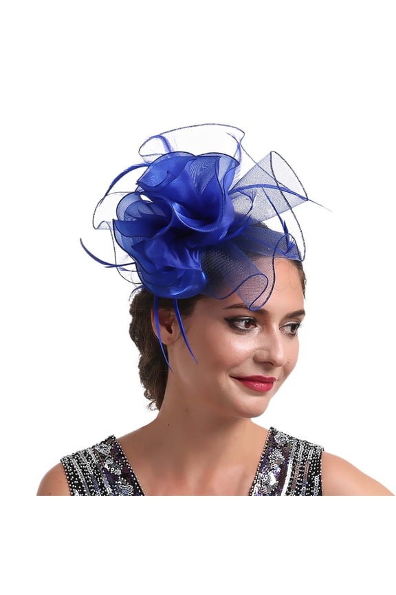 Fascinators Hat Women Tea Party Headband Flower Cocktail Mesh Feathers Hair Clip Kentucky Derby Hat Wedding