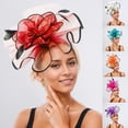 thumbnail image 1 of CAIXIA Fascinators Hat for Women Tea Party Headband Kentucky Derby Wedding Flower Cocktail Mesh Feathers Hair Clip, 1 of 7