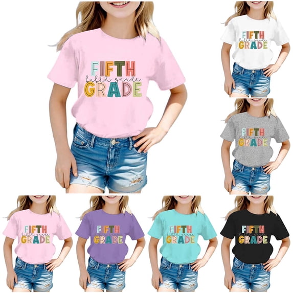CAIXIA First Day Of School Shirt Girls Boys Happy Kindergarten 1st Grade T-Shirt Back To School Shirts for Teens Kids Short Sleeve Shirts Pencil Graphic Tee Tops Party Gift Summer Clothes