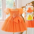 thumbnail image 1 of CAIXIA Flower Girl Dresses For WeddingSparkly Sleeve Bow Detail Girls Party Dress Formal Pageant Gown For Toddler Kids 3-8 Years Old,Yellow,3-4 Years, 1 of 8