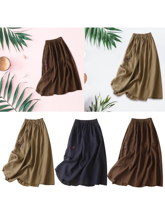 CAIXIA Flowy Skirts for Women Ruffled Styles Hawaiian Stretchy Women's Flowy Handkerchief Hemline Midi Skirt