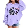 thumbnail image 1 of CAIXIA Funny Hoodies for Girls 6 7 Six Seven 67 Sweatshirt Long Sleeve for Kids Soild Casual Pullover Shirt Baseball Hooded with Pockets,Light Purple, 1 of 4