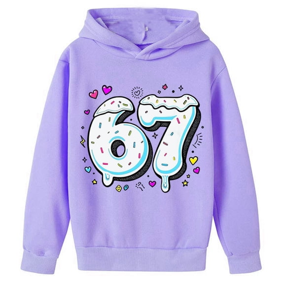 CAIXIA Funny Hoodies for Girls Ice Cream 6 7 Sweatshirt Long Sleeve Fleece Pullover for Teens Casual Fashion Fall Winter,Purple