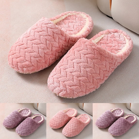 CAIXIA Funny Slippers for Women Knit Memory Foam with Arch Support Sherpa Lining on Cartoon Pattern Fuzzy Soft Winter House Slippers Indoor Outdoor Bride Gifts