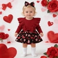 thumbnail image 1 of CAIXIA Girl Dress Valentine's Day Newborn Infant Baby Girl Outfit Ribbed Long Sleeve Heart Print Romper Bodysuit with Headband Set, 1 of 6