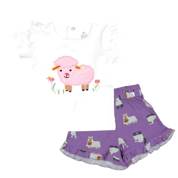 CAIXIA Girl Sets Size 6 Girls Summer Casual Playwear Set Soft Breathable Toddler Outfits Comfortable Two Piece Short Sleeve Tee And Shorts For Everyday Wear,12-18 Months