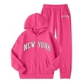 thumbnail image 1 of CAIXIA Girls 2 Piece Outfits Size 10-12 Girls Letter Print Tracksuit Warm Winter Outfit With Zippered Hoodie And Jogger Pants Soft Cozy Casual Athletic Wear For Toddlers And Kids,Hot Pink, 1 of 4