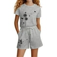 thumbnail image 1 of CAIXIA Girls 2 Piece Outfits Size 6/7 Girls Summer Casual Outfit Set Short Sleeve Graphic Tee with Pocket Shorts Comfortable Clothes,13-14 Years, 1 of 4