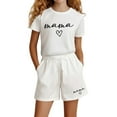 thumbnail image 1 of CAIXIA Girls 4-16 Short Sleeve And Shorts Set Girls Fashion Casual Letter Print Short Sleeve Outfit Set Loose Fit Two Piece Playwear,13-14 Years, 1 of 4
