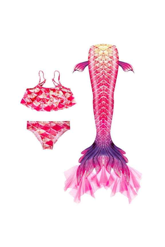 Girls Bathing Suit size 6 Sequin Kid Girl Mermaid Tail 3pc Girls Bathing Suits Beach Swimwear,6-7 Years