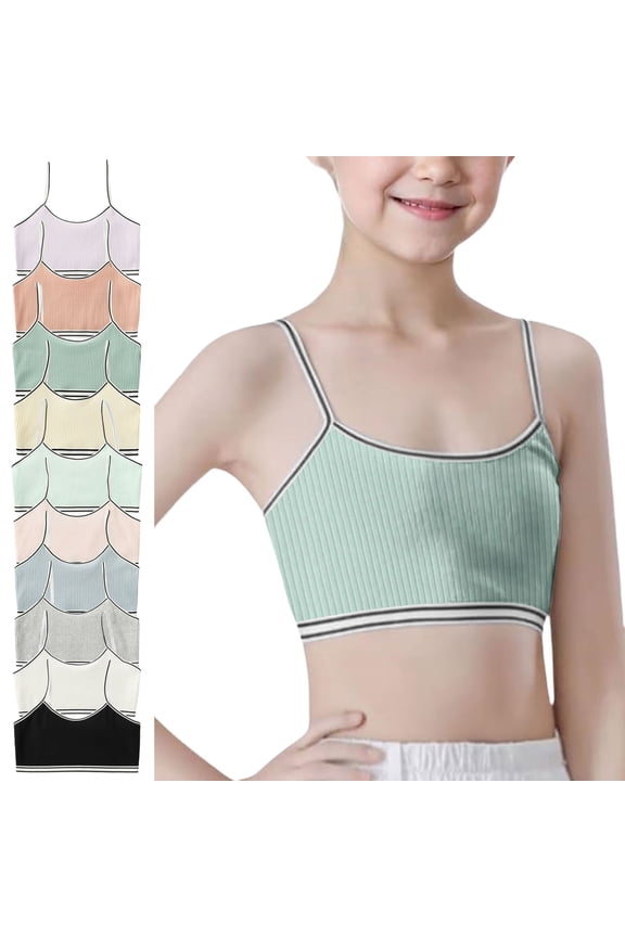 Girls Bras 8-10 With Padding Seamless Crop Top Sports Bra for Girls Lightweight Training Camisole Style Teen Activewear,10-13 Years