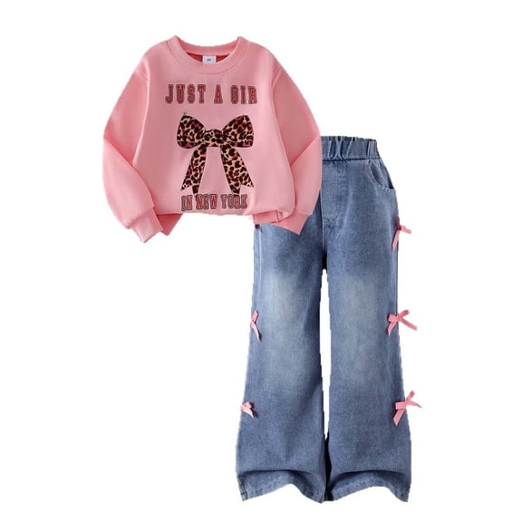 CAIXIA Girls Clothes 2 Piece Cute Butterfly Sweatshirt & Flared Pants/Cargo Pants Winter Outfits for Teen Girls