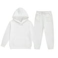thumbnail image 1 of CAIXIA Girls Clothes Size 10 12 Girls Casual Outfit Set Long Sleeve Solid Color Hooded Pullover Top and Pants Warm Sweatsuit,White, 1 of 2