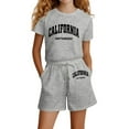 thumbnail image 1 of CAIXIA Girls Clothing 2 Piece Summer Set Girls Fashion Casual Letter Print Short Sleeve and Shorts Set Loose Fit Summer Outfit,13-14 Years, 1 of 4