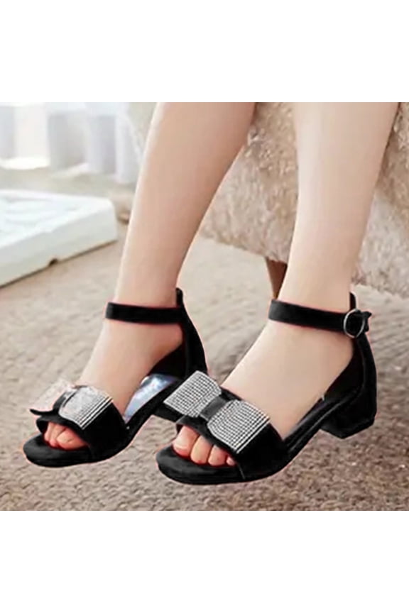 Girls Dress Shoes Girls Heels Dress Shoes Flower Girl Closed Toe Heels Ankle Strap Wedding Party School Miya Toddler Little Big Kid Pump Shoes,11-11.5 Years