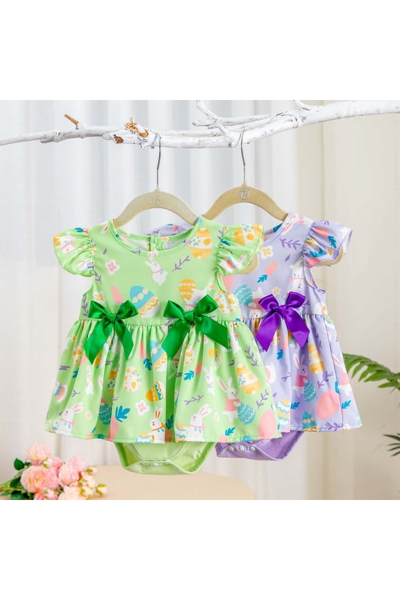 CAIXIA Girls Easter Dress Newborn Baby Girl Easter Outfit My First Easter Romper Dress Cute Infant Girl Clothes