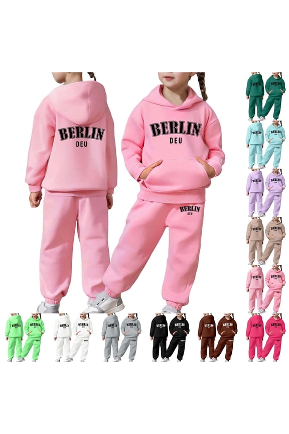 Girls Hoodies Outfits Boys Sweatsuit Set Athletic Hoodie Shirts and Jogger Sweatpants for Kids Girls Tracksuit Athletic Girls Clothes Size 10 12 Cotton Cartoon Graphic Outfits