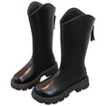 thumbnail image 1 of CAIXIA Girls Knee High Boots Fashion Lug Sole Side Zipper Tall Riding Boots for Toddler Little Kid Big Kid,Black, 1 of 9