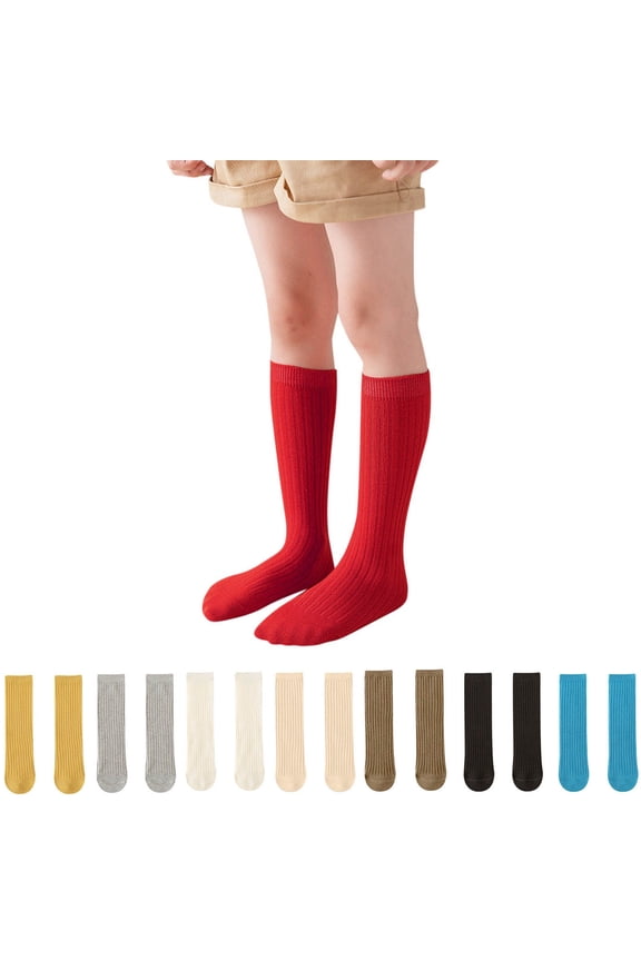 Girls Knee High Socks Seamless Cotton School Uniform Socks Kids Boy Over the Calf Sock