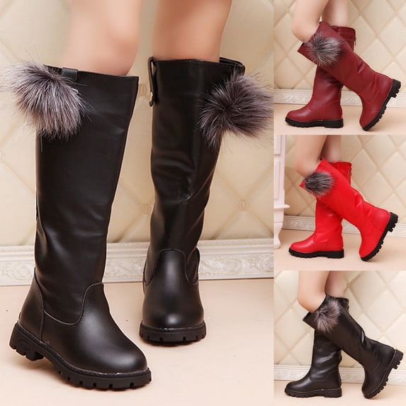 CAIXIA Girls Lace Up Riding Boots Mid Calf with Side Zipper Fashion Comfortable Pu Leather Combat Boots Punk Goth Shoes School Shoes for Girls Toddler/little Kid/big Kid