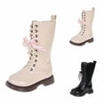 thumbnail image 1 of CAIXIA Girls Lace Up Riding Boots Mid Calf with Side Zipper Fashion Round Toe Pu Leather Combat Boots Punk Goth Boot Fall Boots Back To School Waterproof Fall Winter Boot, 1 of 2