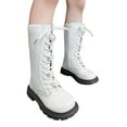 thumbnail image 1 of CAIXIA Girls Leather Riding Knee High Boots Side Zipper Fashion Round Toe Combat Boots Pu Leather Punk Goth Boot Fall Boots School Shoes Winter Riding Boots, 1 of 7