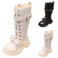 thumbnail image 1 of CAIXIA Girls Leather Riding Knee High Boots Side Zipper Fashion Round Toe Combat Boots Pu Leather Punk Goth Shoes Back To School Winter Riding Boots, 1 of 9