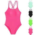 thumbnail image 1 of CAIXIA Girls One Piece Swimsuit Adjustable Strap Bathing Suit for Girls Floral Print Crossback Modest Ruched Girls Swimsuits Size 14-16 Soft Padded Swimwear,8-9 Years, 1 of 8