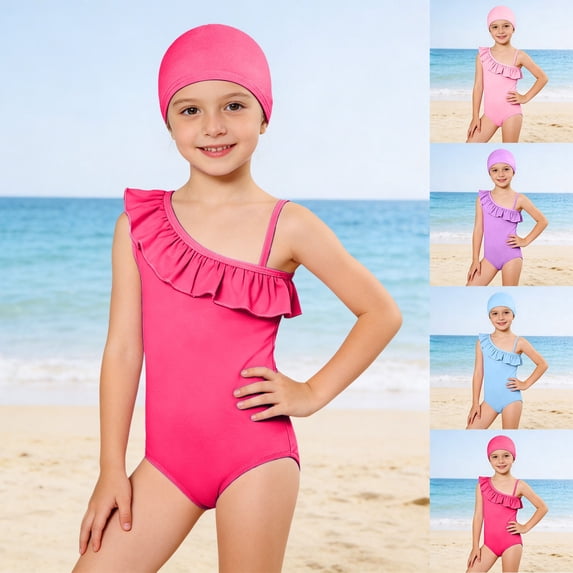 CAIXIA Girls One Piece Swimsuit Adjustable Wide Straps Girls Bathing Suit Ruched Color Block Trim Wrap Tie Back Modest Ruched Girl Swimsuit Kids Comfortable Girls Swimwear,15-16 Years
