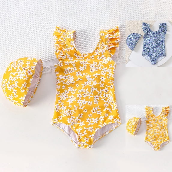 CAIXIA Girls One Piece Swimsuit Kids Drawstring Teen Bathing Suit Color ...