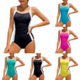 thumbnail image 1 of CAIXIA Girls One Piece Swimsuit Kids Spaghetti Strap Girls Bathing Suit&nbsp;cover Up Ruched Color Block Cutout Modest Ruched Girls Swimsuit Cover Up Lightweight Girls Swimwear,13-14 Years, 1 of 6
