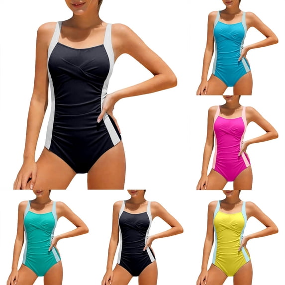 CAIXIA Girls One Piece Swimsuit Kids Spaghetti Strap Girls Bathing Suit cover Up Ruched Color Block Cutout Modest Ruched Girls Swimsuit Cover Up Lightweight Girls Swimwear,13-14 Years