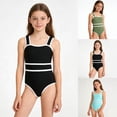 thumbnail image 1 of CAIXIA Girls One Piece Swimsuit Spaghetti Strap Toddler Girl Bathing Suit Cute Printed Cutout Ruffle Ruched Girls Swimsuits Size 14-16 Stretchy Girls' Swimwear,9-10 Years, 1 of 9
