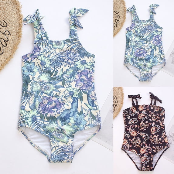 CAIXIA Girls One Piece Swimsuits Size 6 Fashion Floral Quick-Drying Upf 50+ Sun Protection Adjustable Strap Bathing Suits Girl Swim Suit Kids Padded Swimwear
