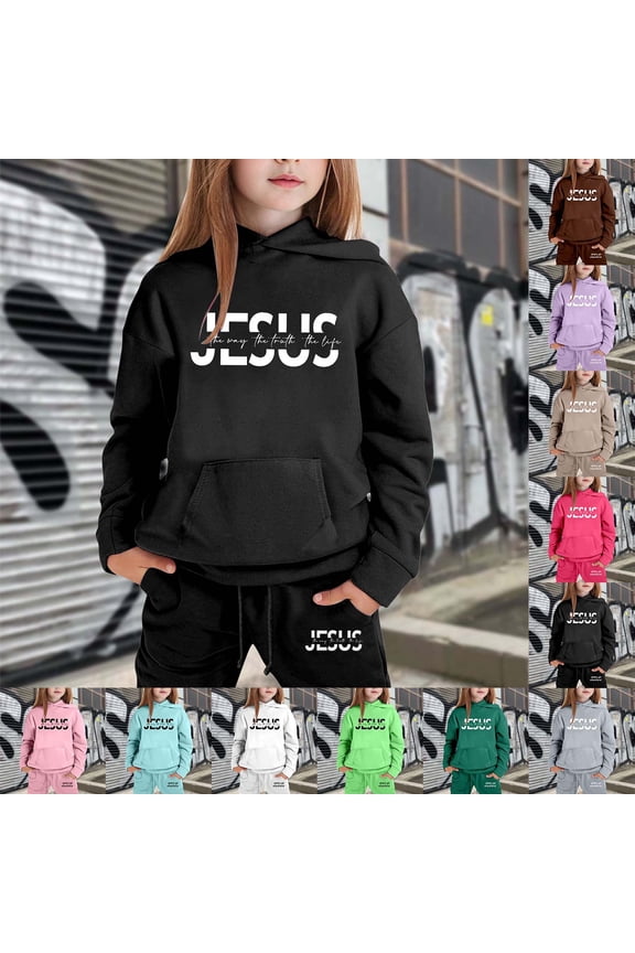 Girls Outfits Kids Sweatsuit Set Activewear Sweatshirts and Jogger Sweatpants Sweat Set Athletic Performance Girls Clothes Fall Outfits Soft Solid Color Fall Winter Fashion Sets