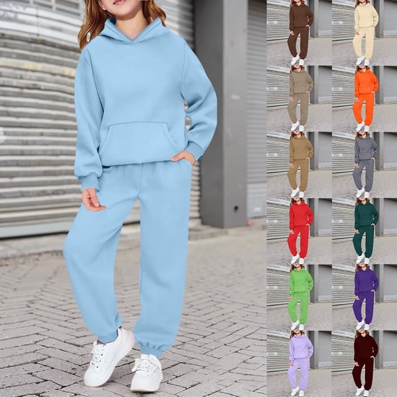 CAIXIA Girls Outfits Size 14-16 Boys Sweatsuit Set Activewear Sweatshirt and Jogger Sweatpants Matching Set Tracksuit Athletic Girls Fall Winter Clothing Casual Hearts Back To School Outfit