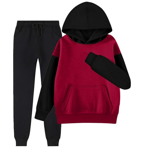 CAIXIA Girls Outfits Size 6 Girls Casual Long Sleeve Hoodie and Jogger Pants Outfit Set Comfortable Lightweight Playwear,Red