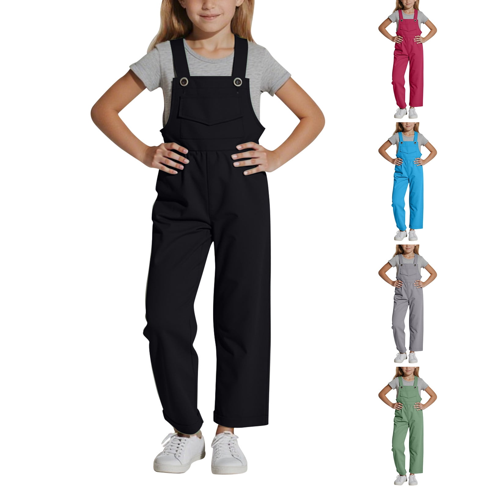 CAIXIA Girls Overall Jumpsuit Straight Leg Sleeveless Knit Pants for 5 ...