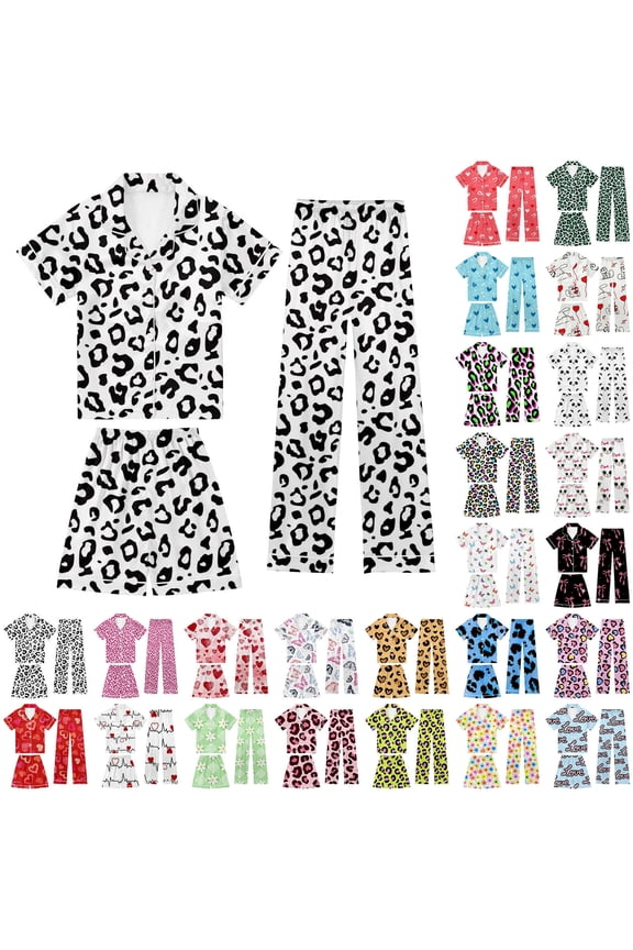 Girls Pajama Set Size 7 3 Piece Graphic Silky Lounge Sets Shorts & Pants with Pockets Comfort Sleepwear Lounge Sleep Set Nighty for Teens,74-Gold