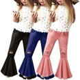 thumbnail image 1 of CAIXIA Girls Pants 1-16Y Girls Ripped Ruffle Hem Denim Bell Bottom Flare Jeans Toddler Teen Daily Casual Bottom Pants Back To School, 1 of 7