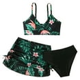thumbnail image 1 of Girls Swimsuit Cover Up 3 Pieces Quick Dry Bathing Suit for Girls Spaghetti Strap Floral Print Bikini Sets for Teen Girls Ruffle Ruched Ribbed Tankini Set Swimwear with Cover Up Beach Skirt, 1 of 8